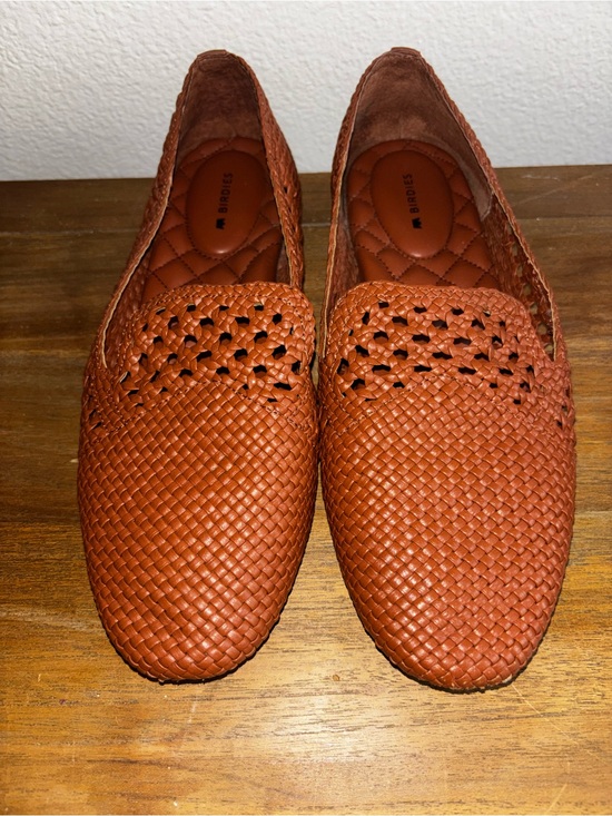 Birdies Shoes - Birdies The Starling Cognac Woven Womens Vegan Leather Slip On Flats Loafers